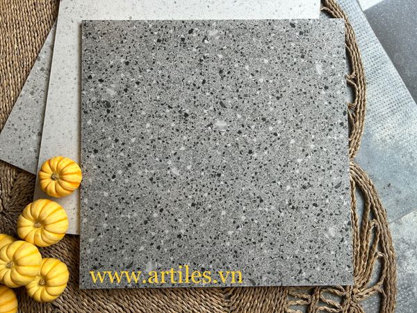 Gạch đá mài Terrazzo màu xám đen Art6060 -Ter21