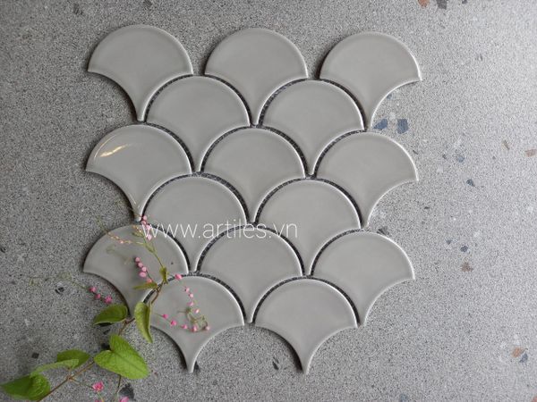 GẠCH MOSAIC VẢY CÁ MÀU XÁM
