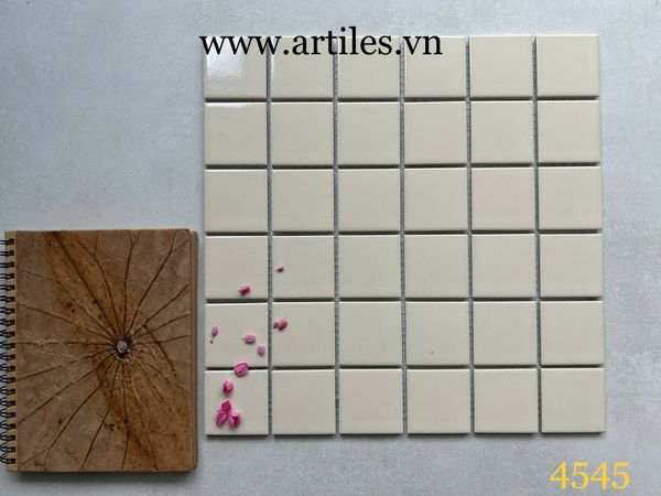 Gạch mosaic màu kem màu beige bóng
