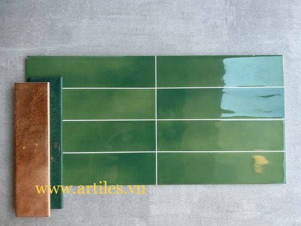 Gạch ốp tường màu xanh bóng lượn Art806B