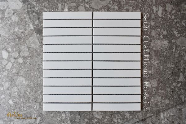Gạch mosaic thẻ que màu trắng ArtM01