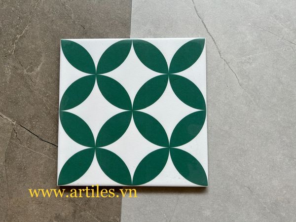 Gạch bông đồng tiền xanh lá