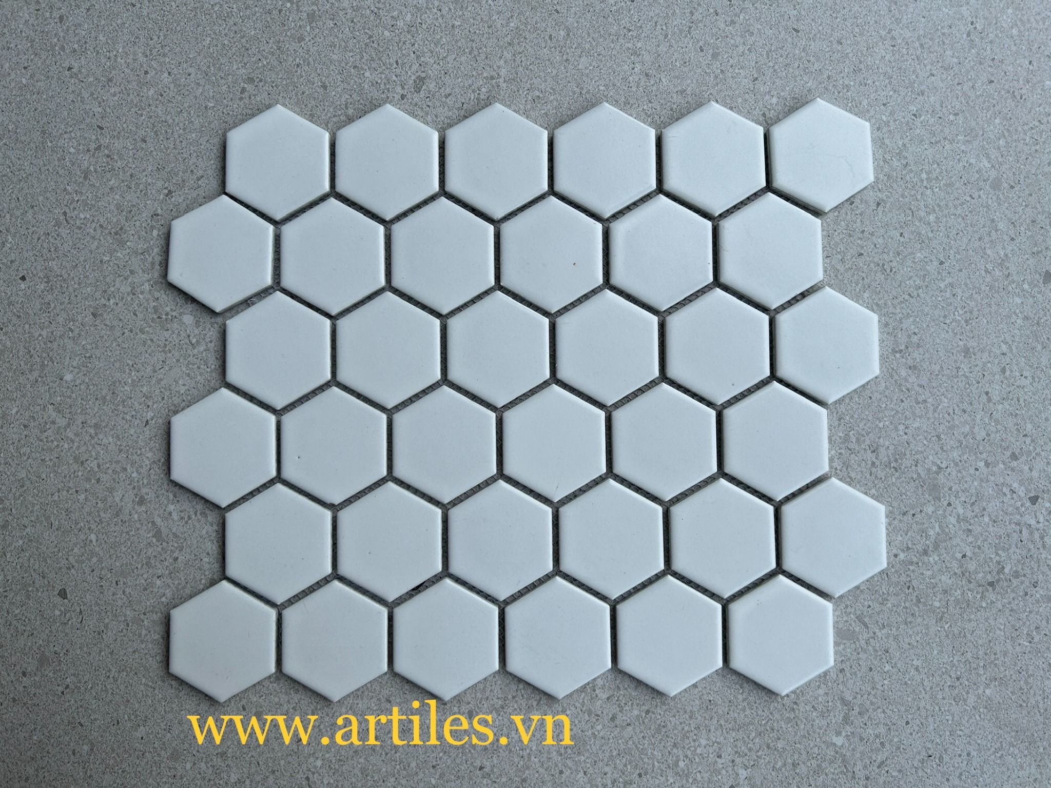 Gạch mosaic lục giác trắng mờ