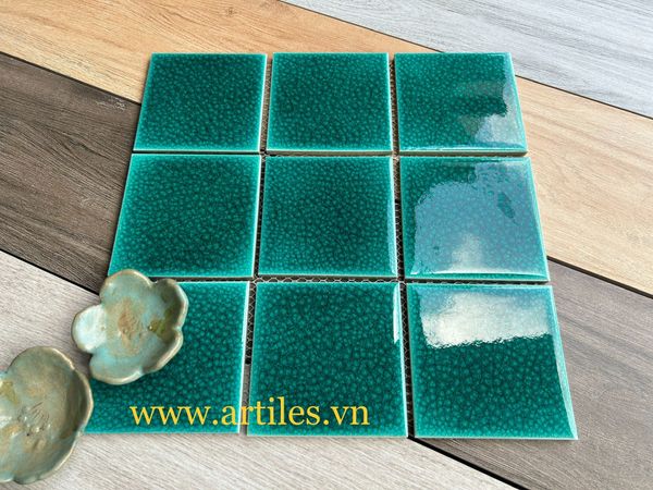 Mosaic men rạn 10x10cm màu xanh lá ArtM1041
