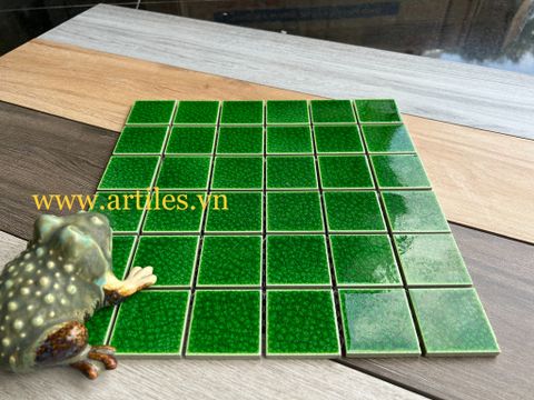  Gạch Mosaic Gốm Men Rạn màu xanh lá 