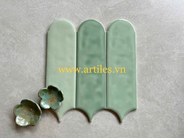 Gạch lông vũ màu xanh mint