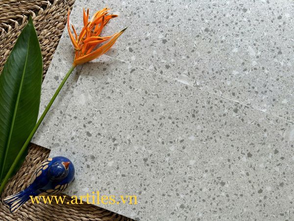 Gạch đá mài Terrazzo màu xám Art6060 -Ter23