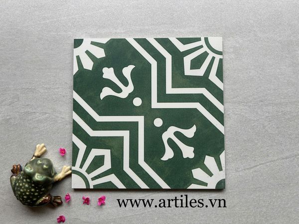 Gạch bông hoa văn xanh rêu