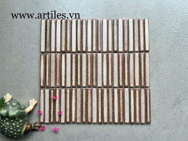 Gạch mosaic thanh que màu nâu cafe ArtM36