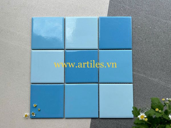 Gạch mosaic mix màu xanh