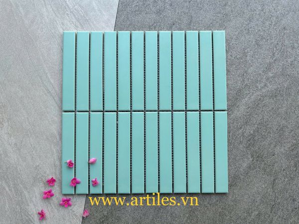 Gạch mosaic que đũa màu xanh nhạt
