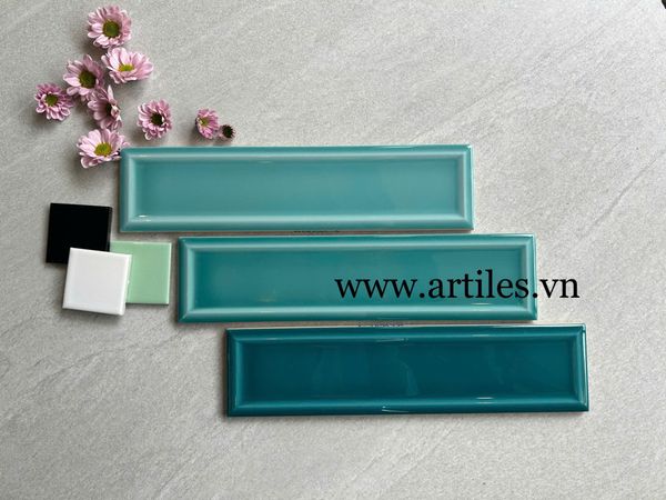 Gạch thẻ lõm vát cạnh màu xanh biển