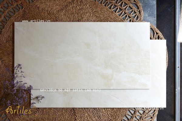 Gạch vân đá be (beige) bề mặt Satin Matt (Mờ mịn)