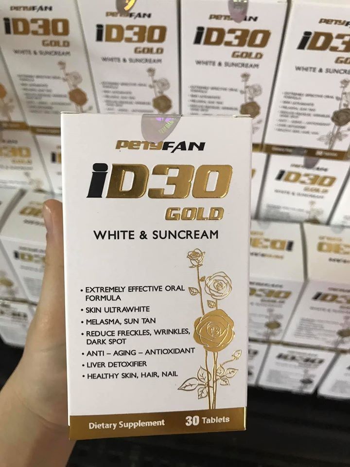 Viên uống chống nắng trắng da ID30 Gold White & Suncream