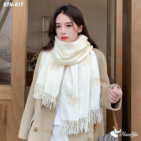 Khăn Choàng Dạ Cashmere Thêu Cao Cấp (DTH017)