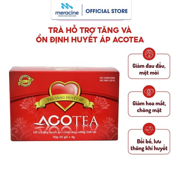  Bộ 2 hộp Thực phẩm bảo vệ sức khỏe Trà tăng huyết áp Acotea, hộp 20 gói x 4g 