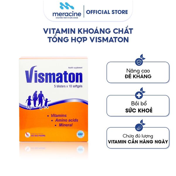  Bộ 2 hộp Thực phẩm bảo vệ sức khoẻ Vismaton, hộp 5 vỉ x 10 viên 