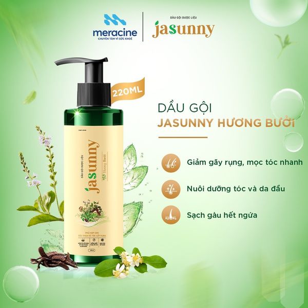  Dầu gội dược liệu JASUNNY Hương Bưởi - giảm tóc gãy rụng, giúp tóc mọc nhanh và chắc khỏe, lọ 220ml 