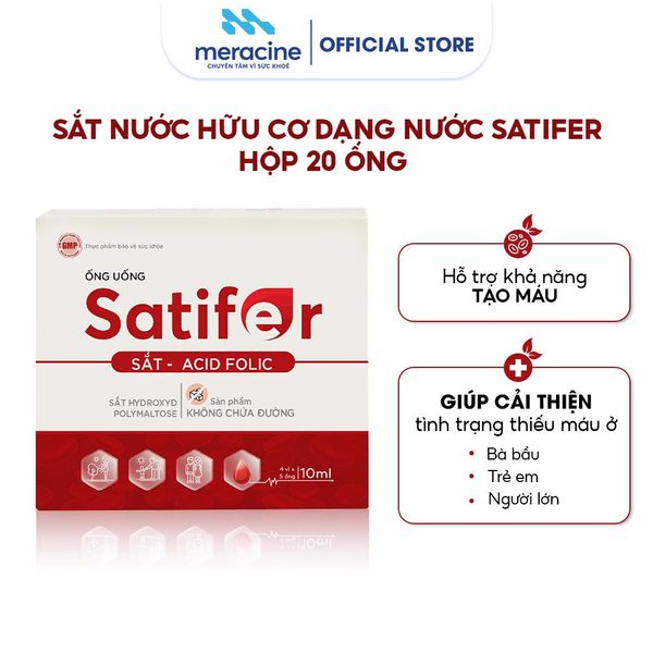  Sắt nước dạng uống Satifer hỗ trợ khả năng tạo máu – Hộp 20 ống*10ml 