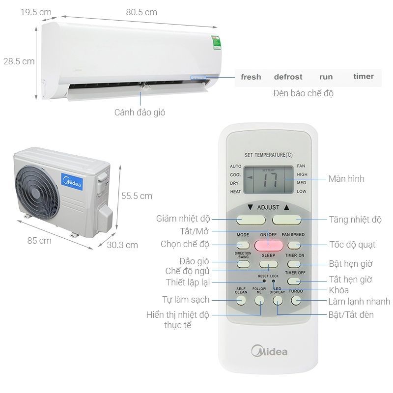 Điều hòa Midea 12.000BTU MSAF-13CRN8