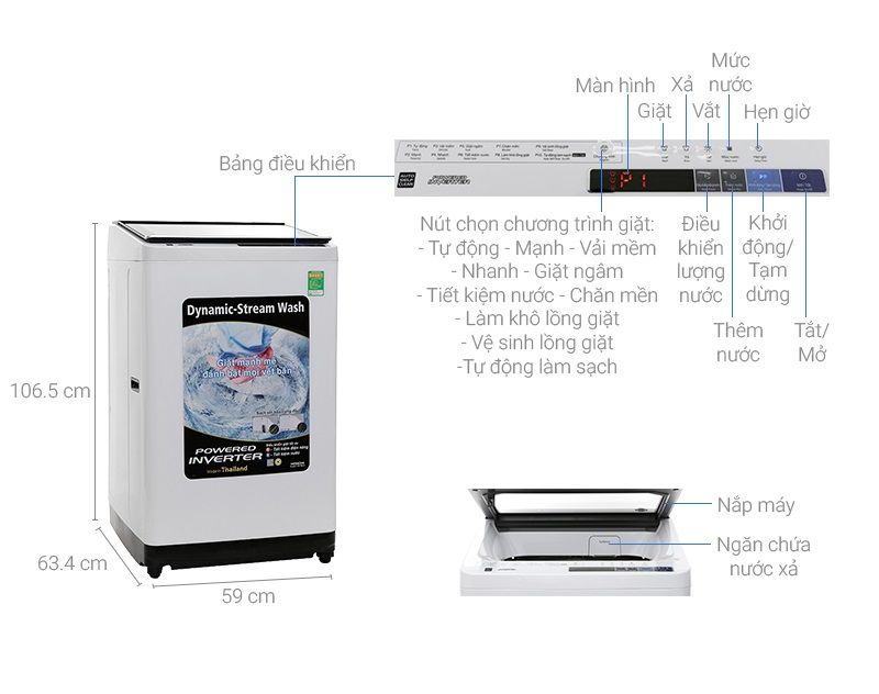 Máy giặt Hitachi Inverter 10kg SF-100XAV 220-VT