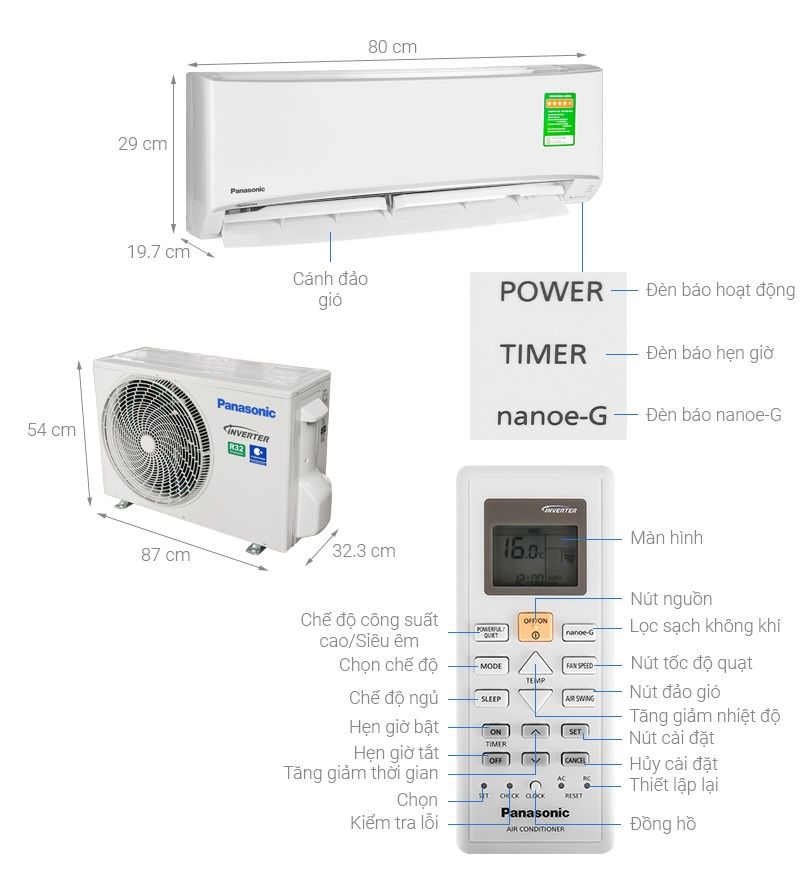 Máy lạnh Panasonic 1.0 HP CU/CS-YZ9UKH-8