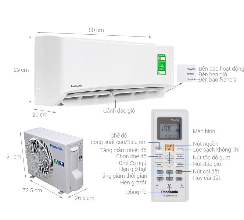 Máy lạnh Panasonic 1.0HP CU/CS-N9UKH-8