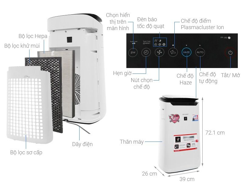 Máy lọc không khí Sharp FP-J60E-W