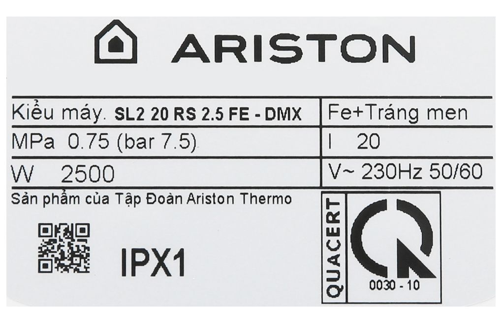 Bình nóng lạnh Ariston SL2 20 RS 2.5 FE