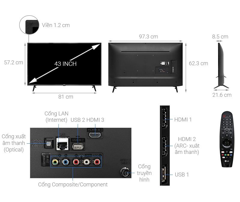 Smart Tivi LG 4K 43 inch 43UM7300PTA.ATV