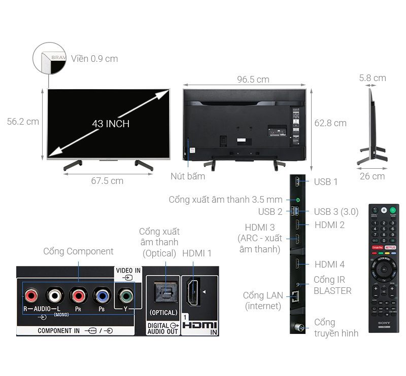 Tivi Sony 4K 43 inch KD-43X8500G/S