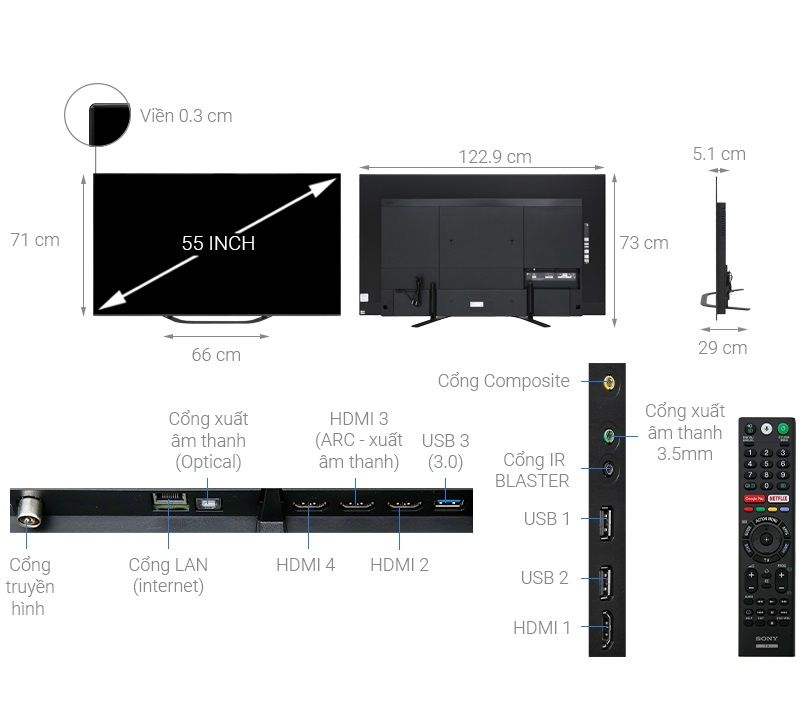 Tivi Sony 4K 55 inch KD-55A8G