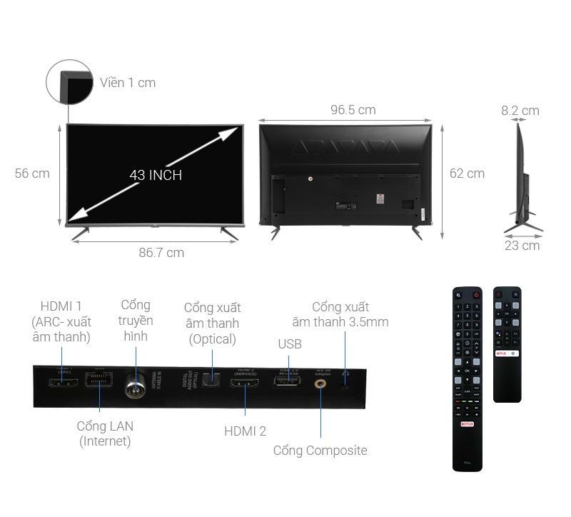 Tivi TCL 4K 43 inch L43A8