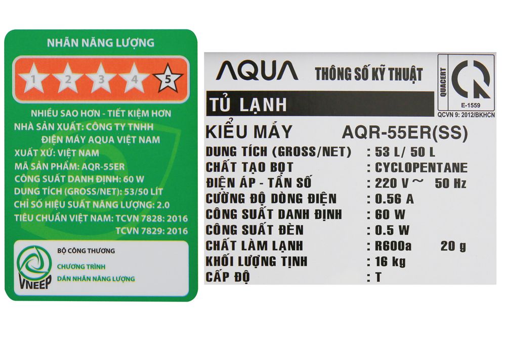 Tủ lạnh Aqua 50 lít AQR-55ER