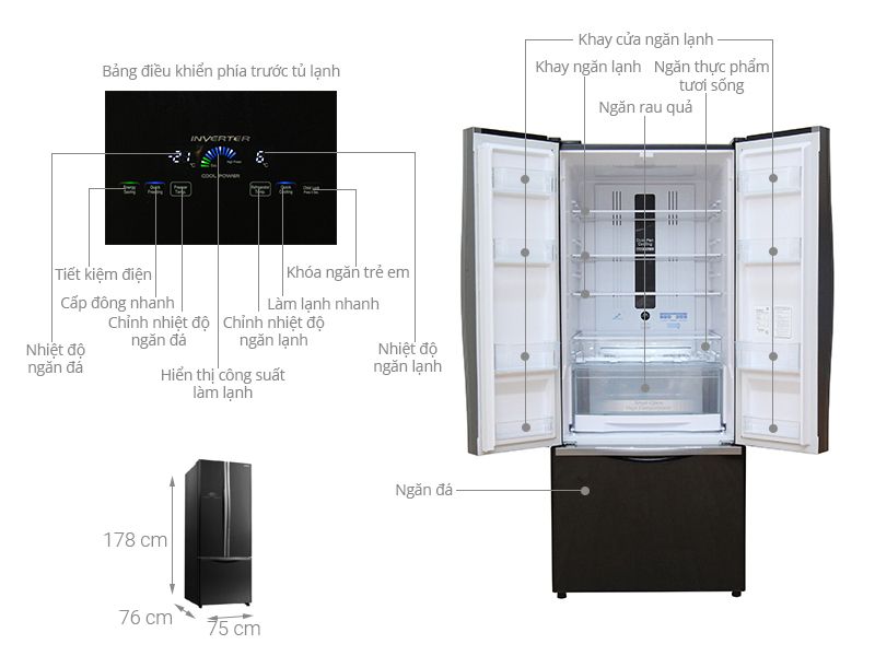Tủ lạnh Hitachi Inverter 455L R-WB545PGV2
