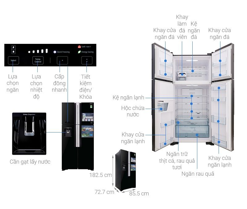 Tủ lạnh Hitachi Inverter 540L R-FW690PGV7