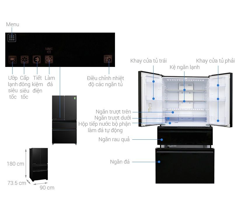 Tủ lạnh Mitsubishi Electric 564L MR-LX68EM-GBK