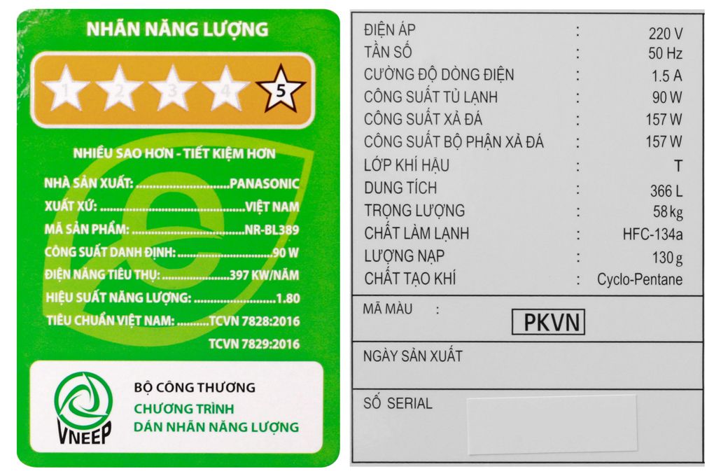 Tủ lạnh Panasonic Inverter 366 lít NR-BL389PKVN