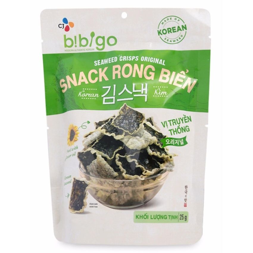 Combo 5 gói Snack rong biển Bibigo vị truyền thống gói 25g