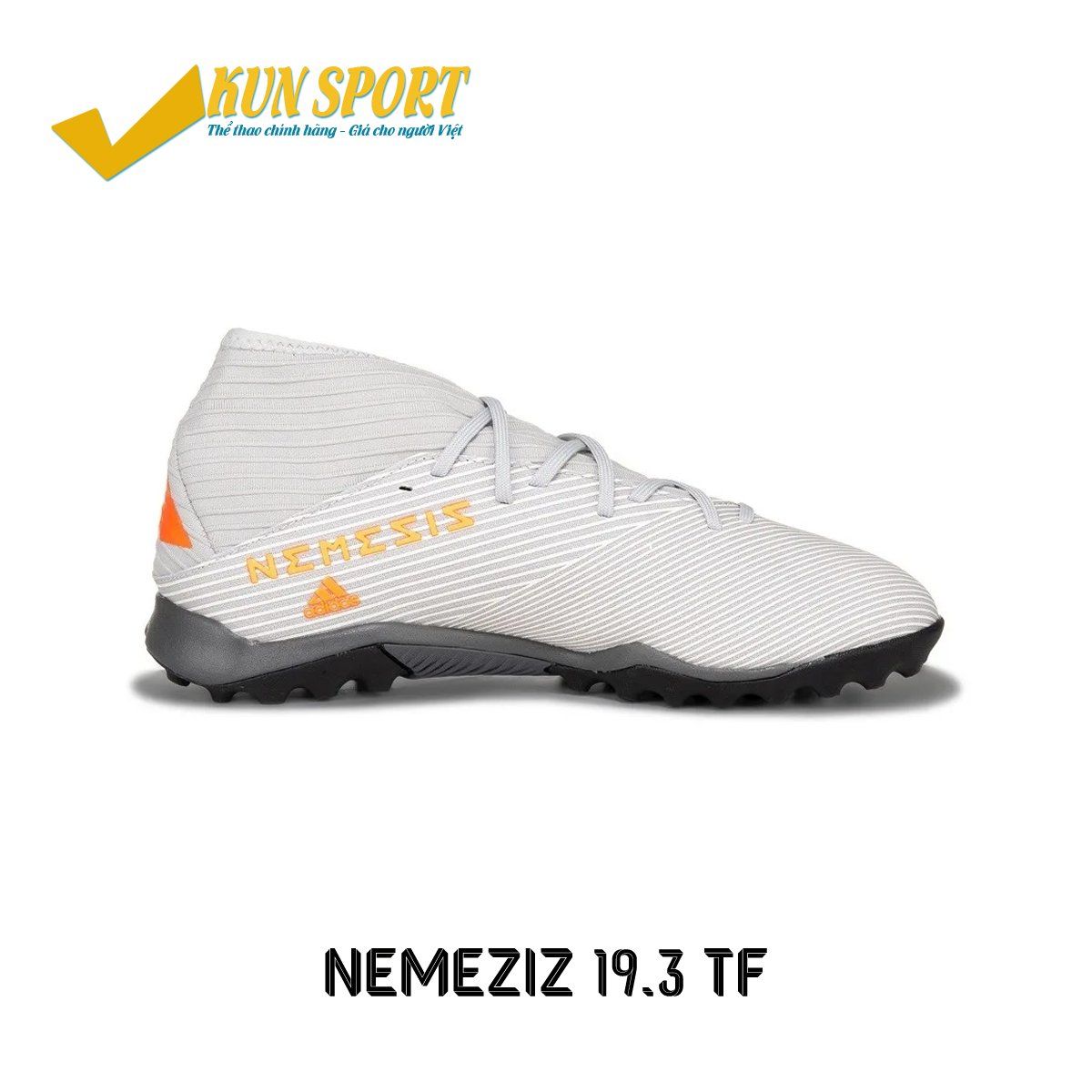 ADIDAS NEMEZIZ 19.3 TF ENCRYPTION - GREY TWO/SOLAR ORANGE/CORE WHITE KIDS - EF8291