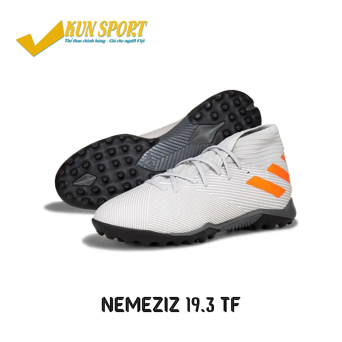 ADIDAS NEMEZIZ 19.3 TF ENCRYPTION - GREY TWO/SOLAR ORANGE/CORE WHITE KIDS - EF8291