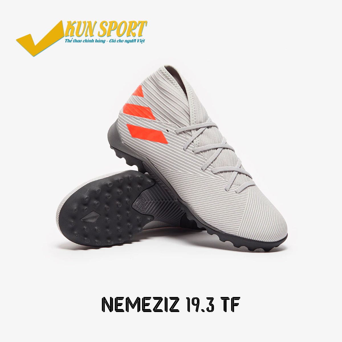 ADIDAS NEMEZIZ 19.3 TF ENCRYPTION - GREY TWO/SOLAR ORANGE/CORE WHITE KIDS - EF8291