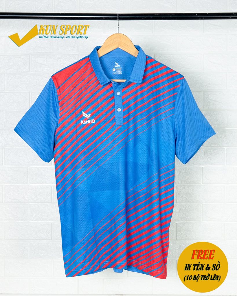 ÁO POLO 2020 SỌC CHÉO XANH ĐỎ