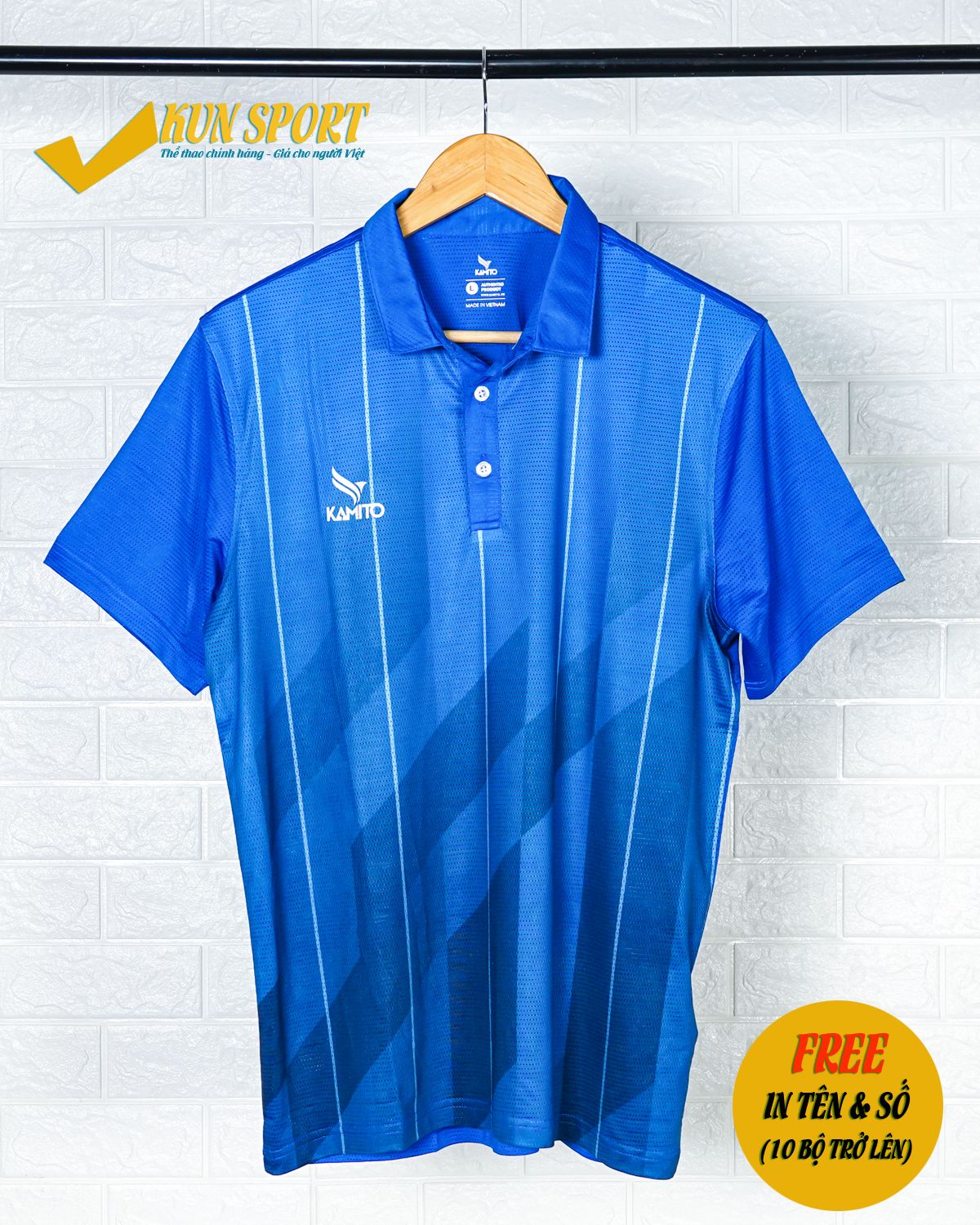 ÁO POLO 2020 SỌC CHÉO XANH DƯƠNG