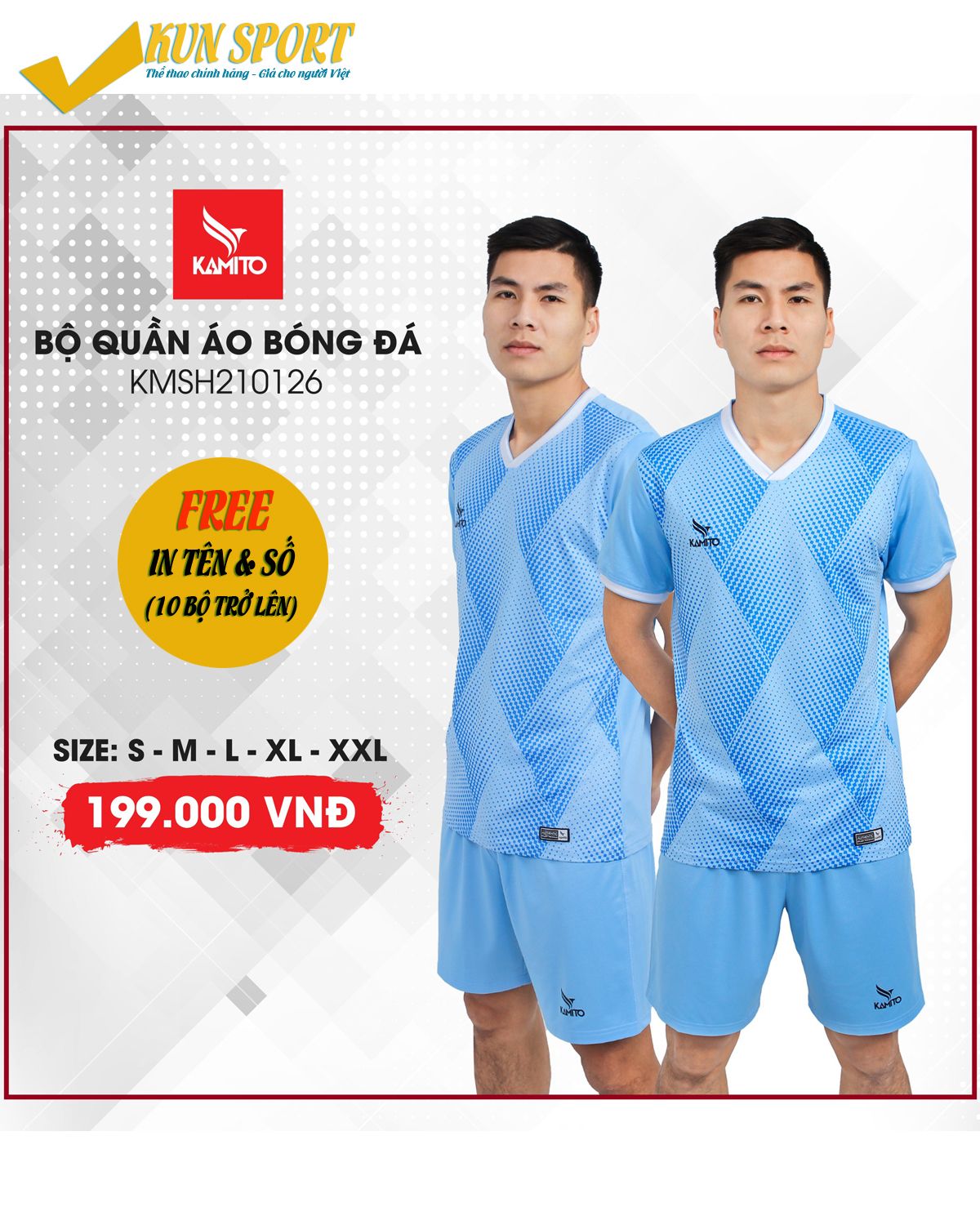 BỘ QUẦN ÁO BÓNG ĐÁ KAMITO HỌA TIẾT HÌNH THOI - Xanh
