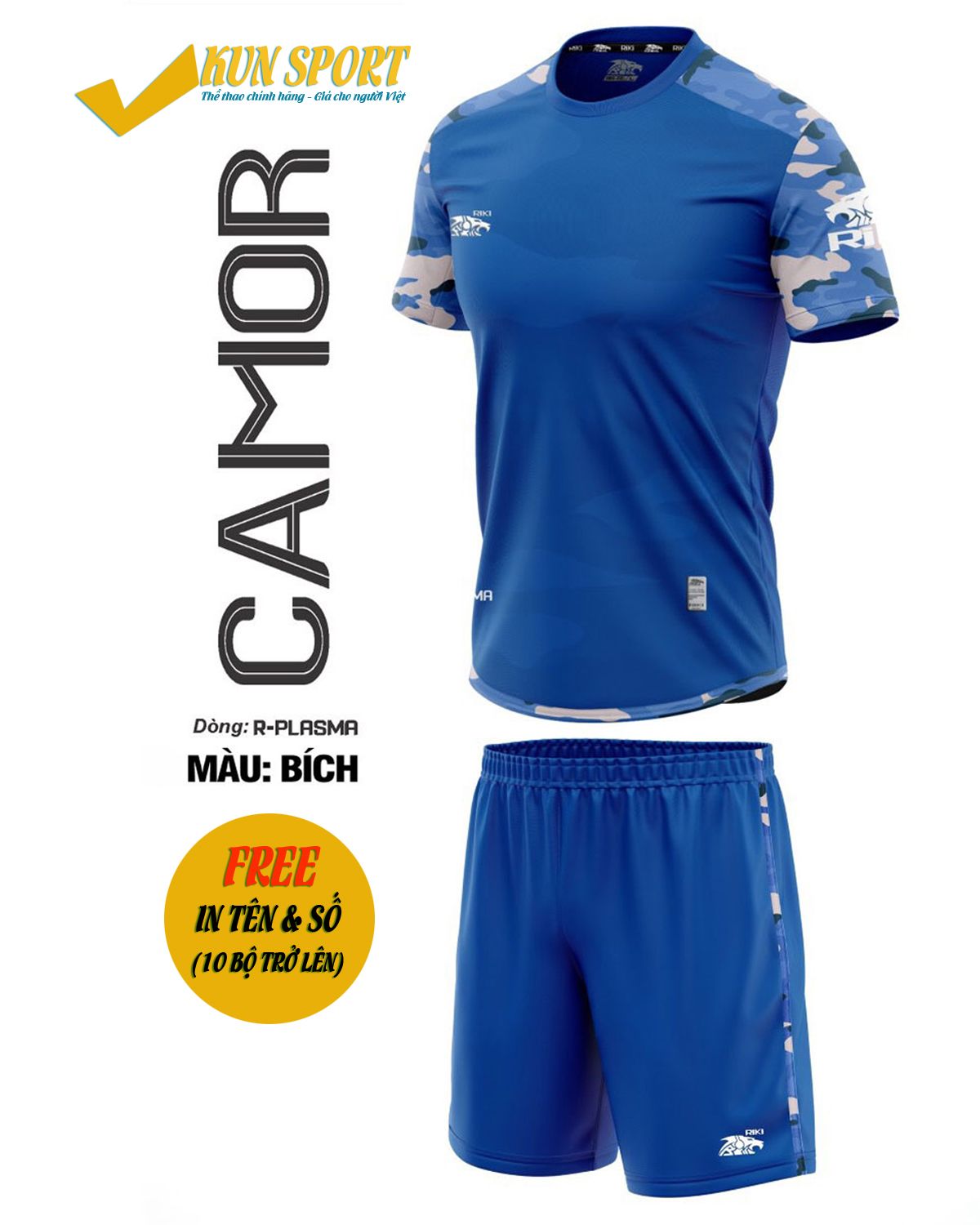 Bộ áo đá bóng RIKI CAMOR - Xanh