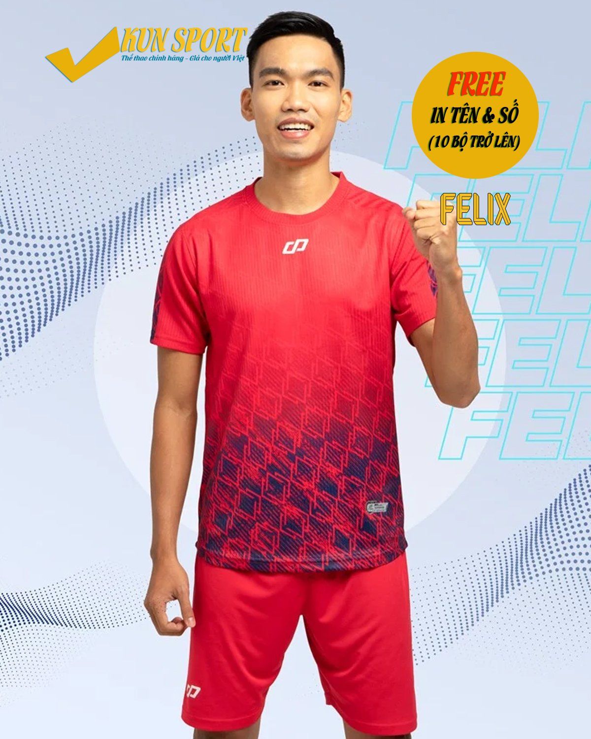 Bộ áo đá bóng CP SPORT FELIX - Đỏ