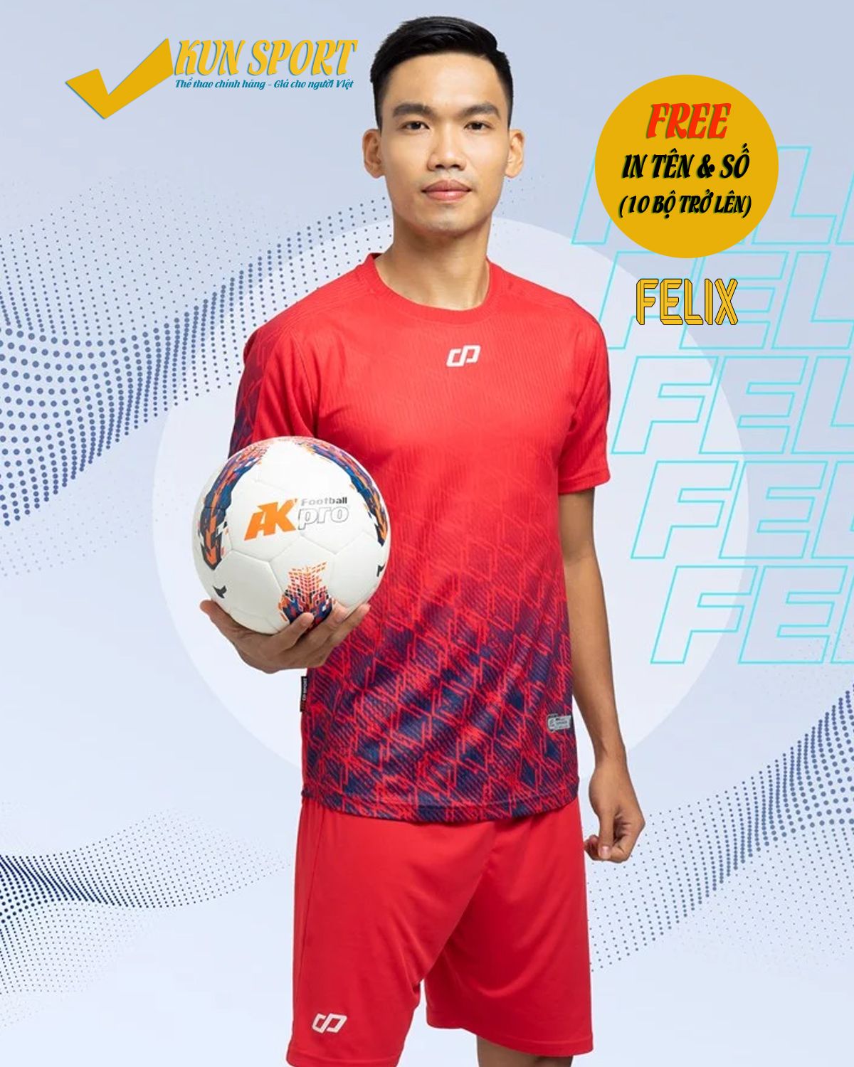 Bộ áo đá bóng CP SPORT FELIX - Đỏ