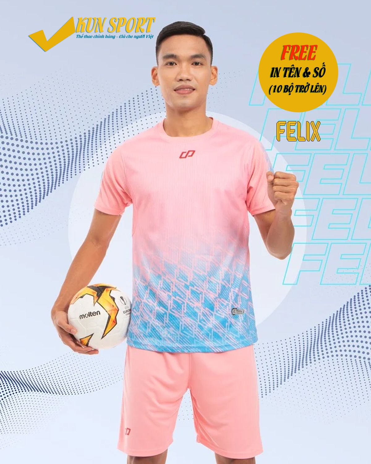 Bộ áo đá bóng CP SPORT FELIX - Hồng xanh ya