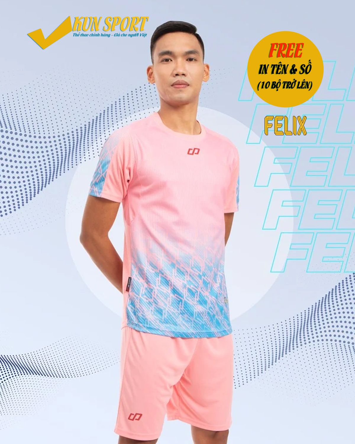 Bộ áo đá bóng CP SPORT FELIX - Hồng xanh ya